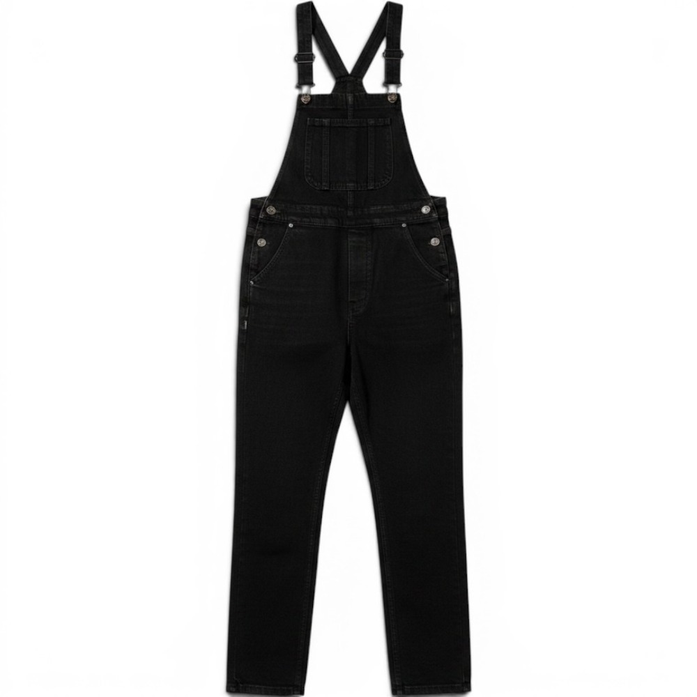 Madewell Black Denim Overalls Minimalist Utility Slim Leg Adjustable Straps Sz S